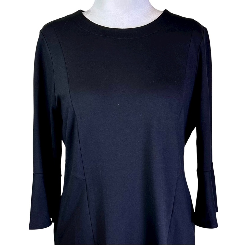 J. Jill Black Ponte 3/4 Sleeve Dress Size L Petite - Picture 3 of 12